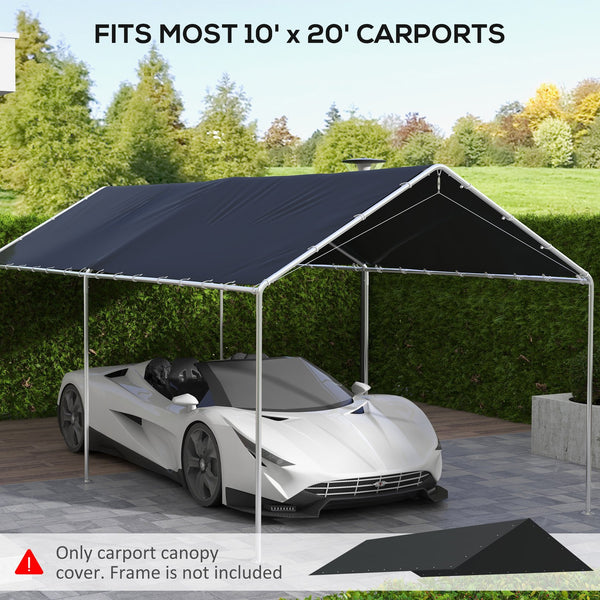 English Elm Car Canopy Replacement Cover Uv Resistant Polyethylene Roof for 9.6 X 19.5 Ft Frames T3971P425824