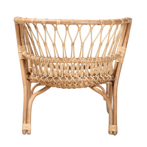 English Elm Modern Handcrafted Rattan Accent Chair Woven Lattice Boho Seating for Living Room B2750P467681