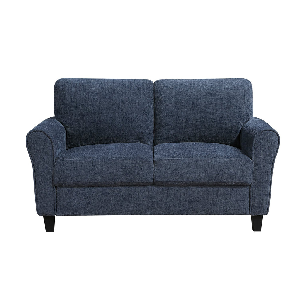 English Elm Contemporary Blue Chenille Loveseat with Pocket Coil Support for Living Room Comfort B011P474398