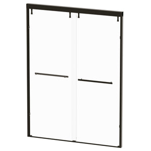 English Elm 44 to 48 Inch Semi Frameless Double Sliding Shower Door with Clear Tempered Safety Glass Matte Black W1920P228045