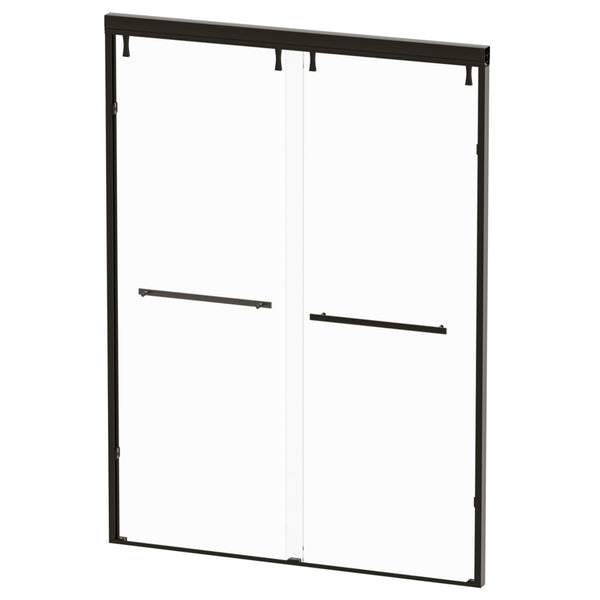 English Elm 44 to 48 Inch Semi Frameless Double Sliding Shower Door with Clear Tempered Safety Glass Matte Black W1920P228045