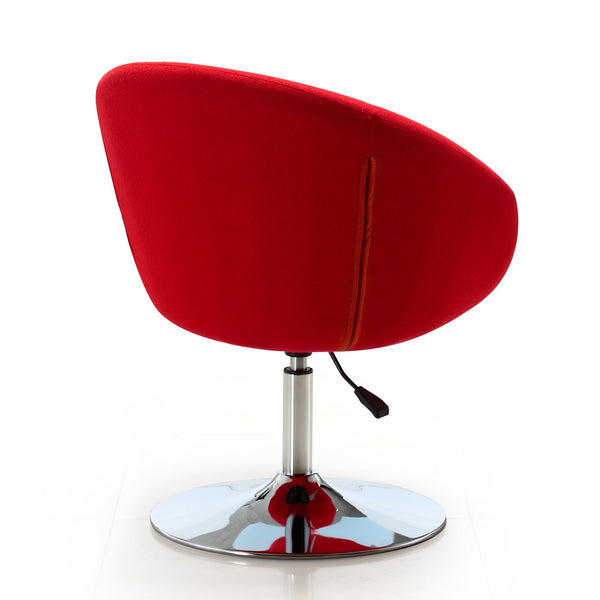 English Elm Hopper Upholstered Swivel Lounge Chair with Chrome Base, Adjustable Height, Modern Bowl Seat Comfort Red B365P397958