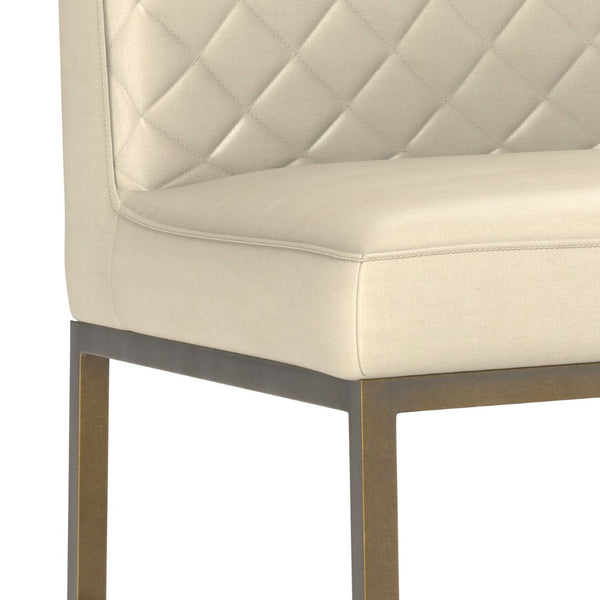 Sunpan LEIGHLAND DINING CHAIR - Timeless Tufted Elegance with Antique Brass Frame for Sophisticated Spaces Cream 104909