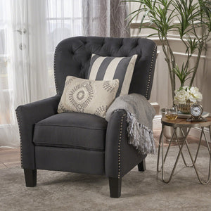 English Elm Christopher Knight Home® - Modern Dark Grey Fabric Push Back Recliner with Rivet Detail, Ergonomic Support & Plush Cushioning 61370.00