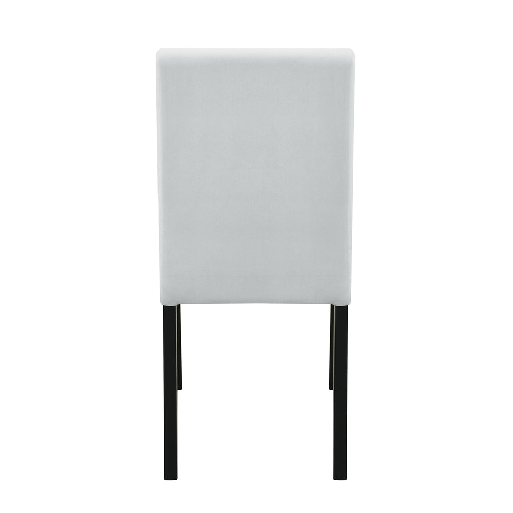 English Elm Sarang Faux Marble Black Dining Table with 4 Silver Padded Chairs — Solid Wood MDF, Sturdy Craftsmanship B201P359580