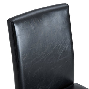 English Elm Four PU dining chairs with sleek silver metal legs, ergonomic PU seats, anti-slip feet, easy assembly, modern minimalist style Black+Silver W1151P269018