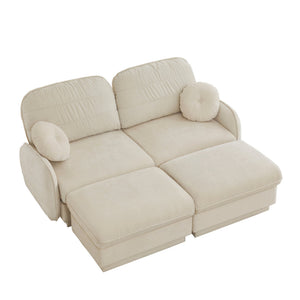English Elm Chenille Cloud Loveseat with Quilted Back Pillows Deep Seat Comfort for Living Room W714S01749