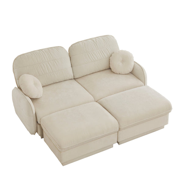 English Elm Chenille Cloud Loveseat with Quilted Back Pillows Deep Seat Comfort for Living Room W714S01749