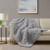 Madison Park Chenille Chunky Knit Casual Throw MP50-7674 Grey