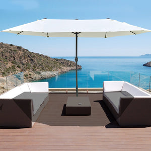 English Elm Outsunny 15' Rectangular Double-Sided Market Umbrella With Crank – Perfect Shade For Patios & Pools W2225P200510-GIGA