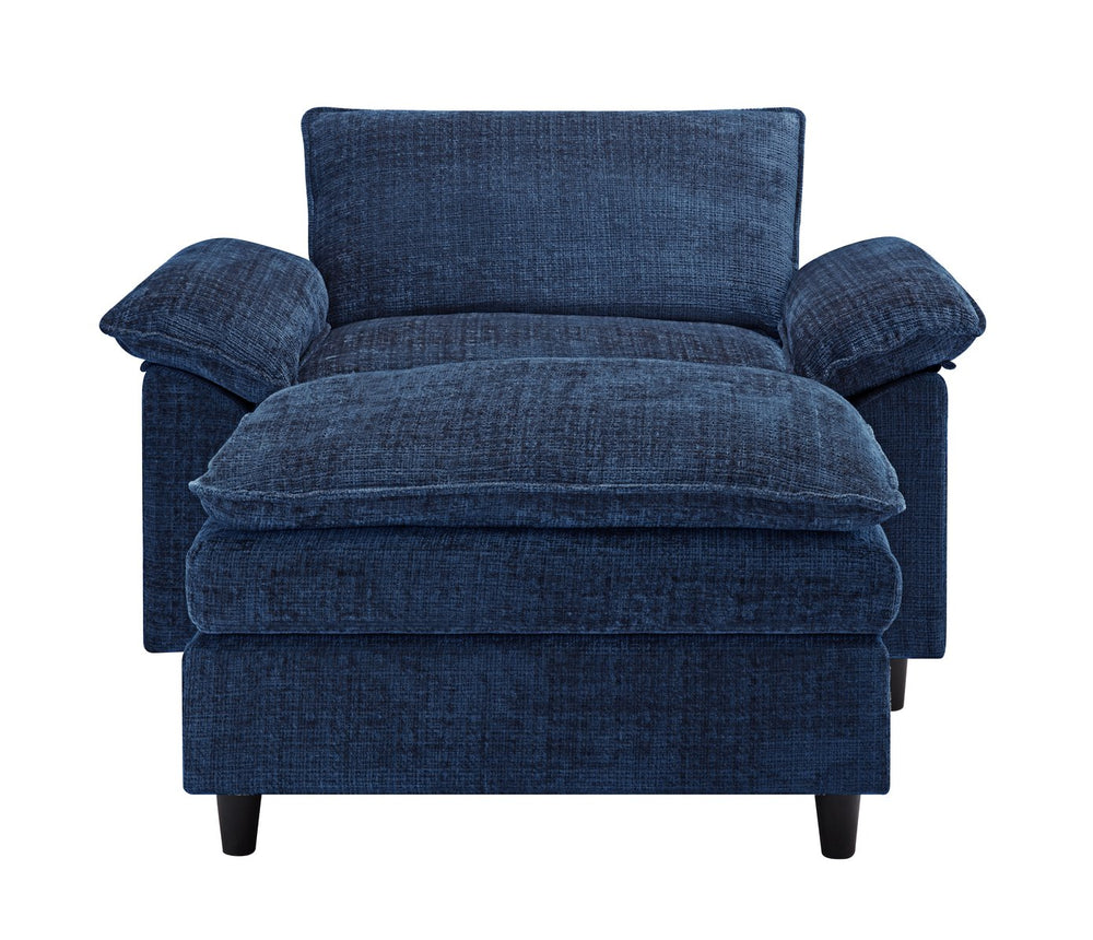 English Elm Accent Chair With Ottoman - Luxurious Chenille Lounge Chair For Living Room, Bedroom, Or Office W2100S00107