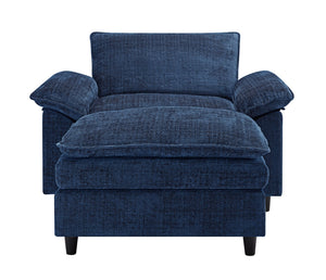 English Elm Accent Chair With Ottoman - Luxurious Chenille Lounge Chair For Living Room, Bedroom, Or Office W2100S00107