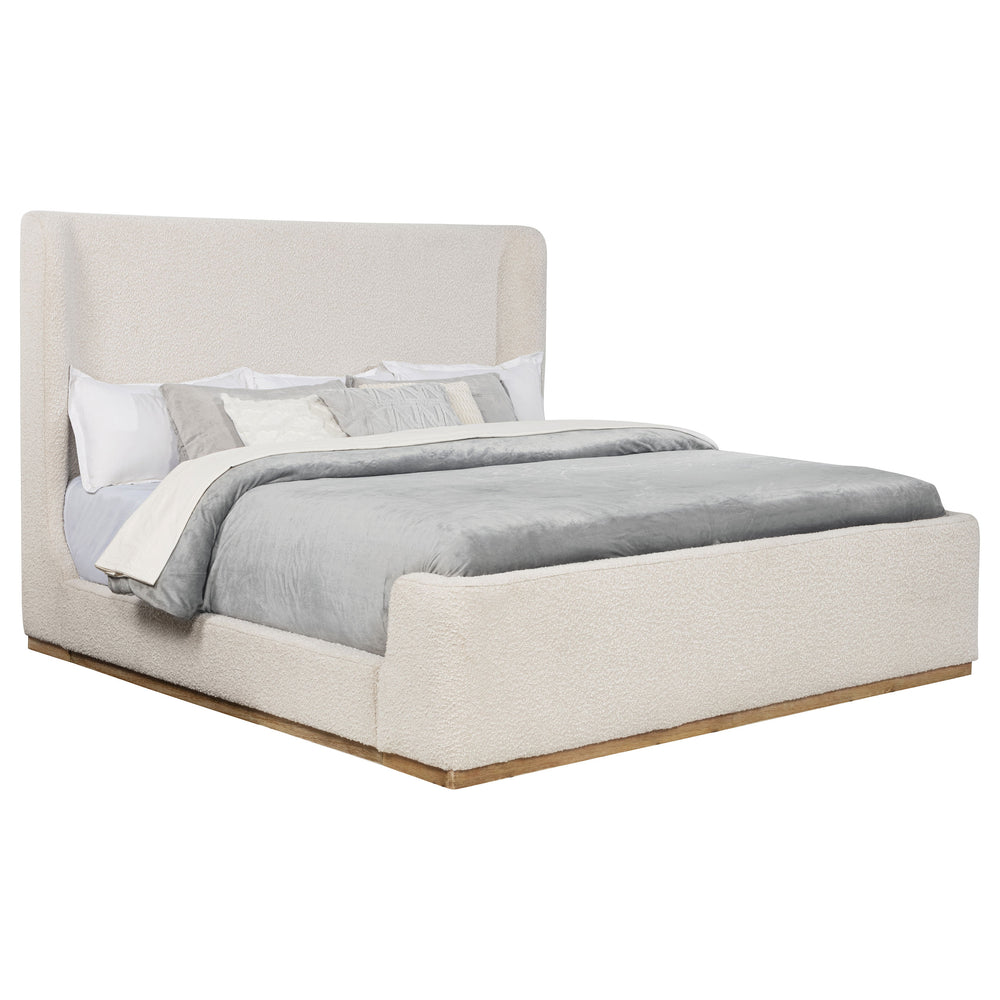 English Elm Kensington Boucle Wingback Eastern King Bed with Oak Base and Platform Frame B062S01821