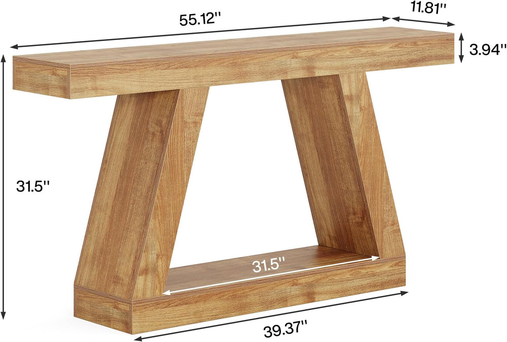 English Elm Modern Farmhouse Console Table Slim Wood Grain Entryway Sofa Accent Piece Natural T3971P458747