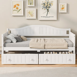 English Elm Twin Wood Daybed Sofa with Storage Drawers Arched Frame for Guest or Kids Room N708P357111K