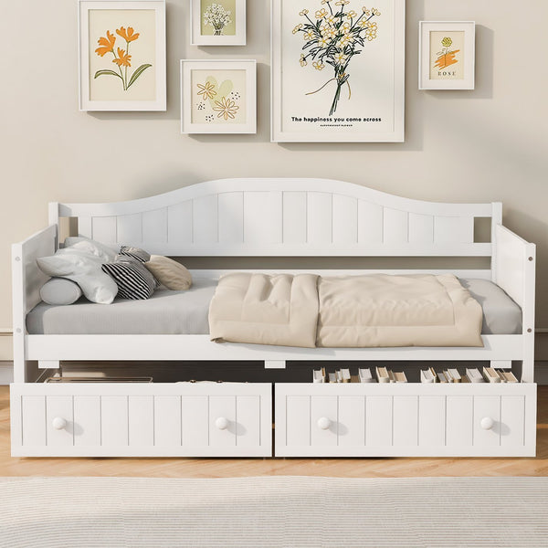 English Elm Twin Wood Daybed Sofa with Storage Drawers Arched Frame for Guest or Kids Room N708P357111K