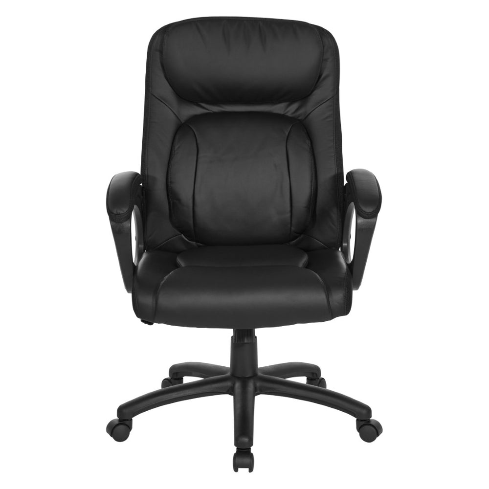 OSP Home Furnishings Faux Leather Executive Office Chair with Lumbar Support and Pneumatic Height Adjustment FL13785-U6
