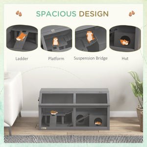 English Elm Pawhut Wooden Hamster Cage With Suspension Bridge & Ladders - Cozy Small Animal Habitat, 33.5" X 18" W2225P200728-GIGA