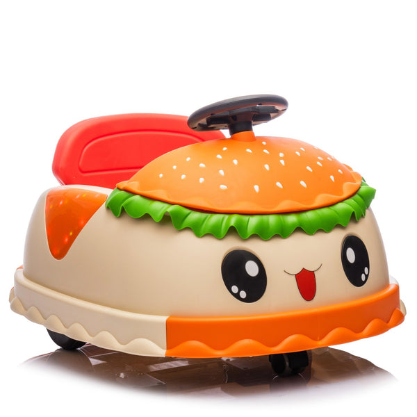 English Elm 12v Kids Hamburger Bumper Ride on Car with 360 Spin Parental Remote and Led Display W1578P299386