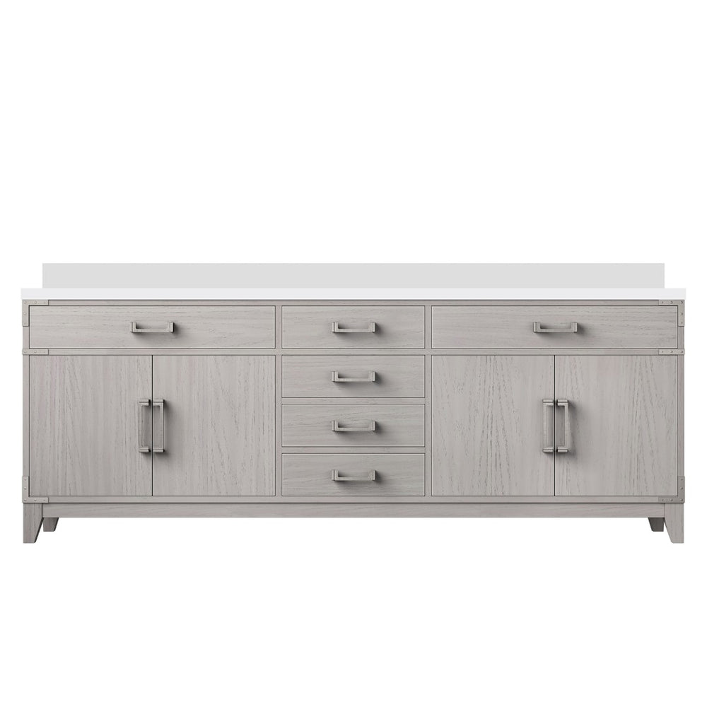 English Elm White Oak Double Bath Vanity - 84" W X 22" D, Cultured Marble Top & Ample Storage For Style B2731P259984-GIGA