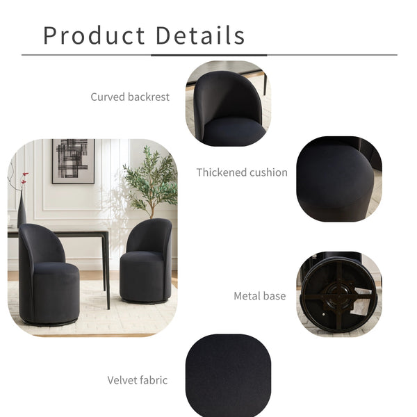 English Elm Set Velvet Swivel Barrel Accent Chair Mid Century Ergonomic Seat for Dining Vanity Dark Grey W3244P308286
