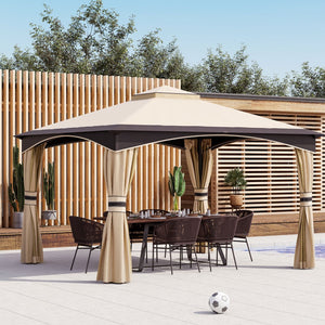English Elm Outsunny 10' X 12' Weather-Resistant Outdoor Gazebo With Netting, Curtains & Vented Canopy Design W2225P217715-GIGA