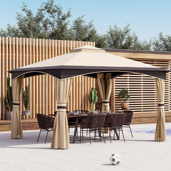 English Elm Outsunny 10' X 12' Weather-Resistant Outdoor Gazebo With Netting, Curtains & Vented Canopy Design W2225P217715-GIGA