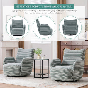 English Elm Modern Boucle 360° Swivel Leisure Chair with High‑Resilience Sponge, Supportive Curve, 550lb Capacity Mint Green W395P355484