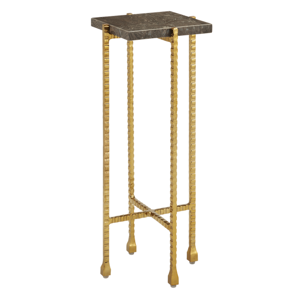 Flying Gold Marble Drinks Table - Chic Industrial Design with Cappuccino Stone & Golden Iron Finish