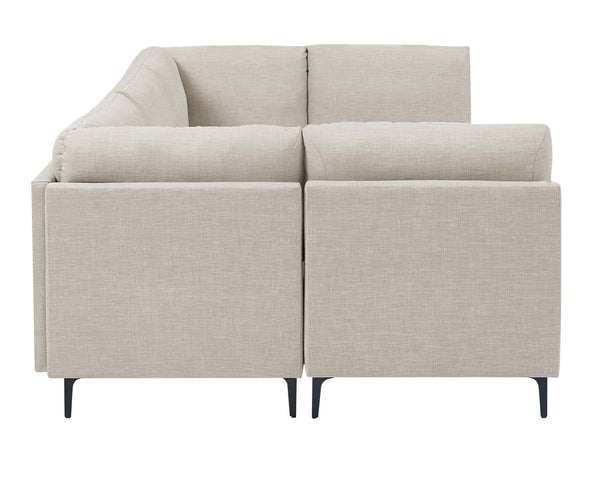 English Elm Linen Upholstered Modular Sectional Sofa with Tall Black Metal Legs for Living Room Almond B2748S00103