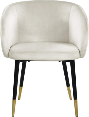 English Elm 1pc Velvet Barrel Back Accent Chair Gold Nailhead Trim Glamorous Curved Seat Cream B011P496762