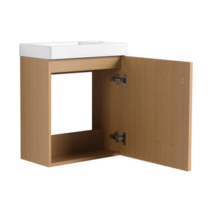 English Elm 18.5" Stylish Wall-Mounted Bathroom Vanity With Durable Resin Sink, Soft-Close Door, Space-Saving Design W1972P362138