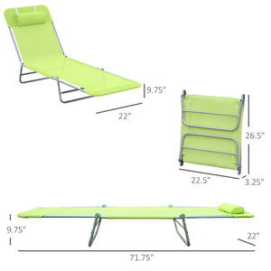English Elm Outsunny Folding Chaise Lounge Chairs - Adjustable Outdoor Recliner With Pillow For Pool & Beach Fun W2225P174377-GIGA