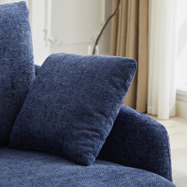 English Elm 40.55"w Oversized Round Swivel Accent Chair Chenille Upholstered Cozy Club Lounge Seating Navy W1298P248774
