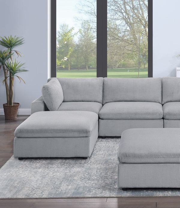 English Elm Dark Gray Modular 7-Piece Sectional Set With Soft Corduroy Upholstery For Cozy Living Spaces B011S01334