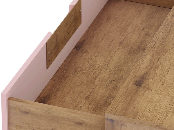 English Elm Rockefeller 35" Dresser with 3 Smooth-Glide Drawers, Metal Splayed Legs, TV-Ready Storage, Anti-Tip Pink B365P398128