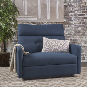 English Elm Christopher Knight Home® - Reclining Loveseat with Push-Back Recline, Plush Tufted Fabric Sofa, Compact Wall-Hugger Design Navy Blue 61372.00