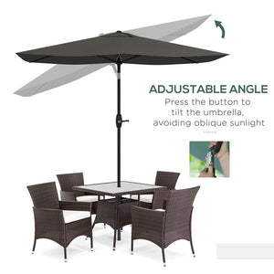 English Elm Outsunny 6.5' X 10' Rectangular Patio Umbrella With Crank, Tilt & Uv Protection For Outdoor Comfort W2225P174142-GIGA