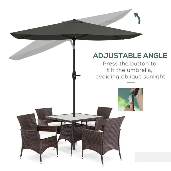 English Elm Outsunny 6.5' X 10' Rectangular Patio Umbrella With Crank, Tilt & Uv Protection For Outdoor Comfort W2225P174142-GIGA