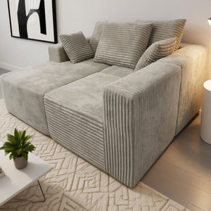 English Elm Corner Modular Sectional Sofa with Plush Fabric Converts to Loveseat or Guest Bed Gray W3064S00002