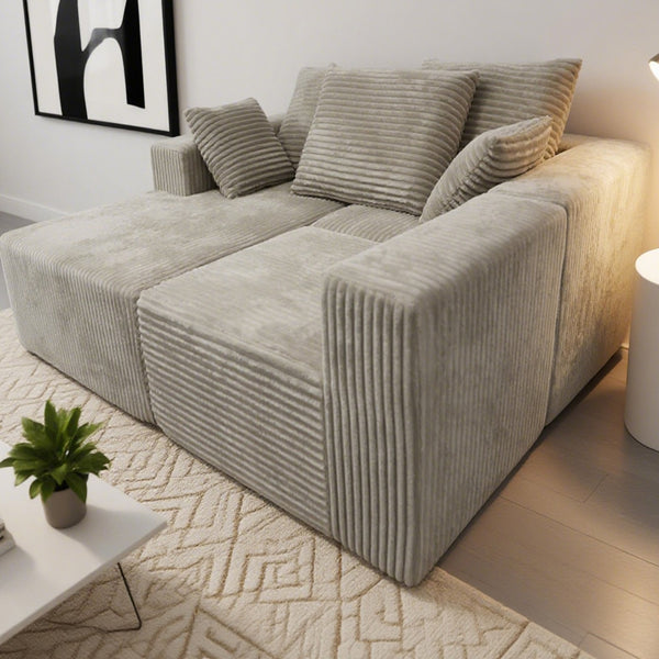 English Elm Corner Modular Sectional Sofa with Plush Fabric Converts to Loveseat or Guest Bed Gray W3064S00002