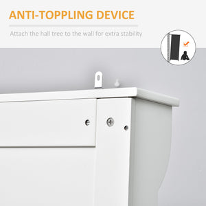 English Elm HOMCOM 38" 3-in-1 Entryway Hall Tree Bench with 4 Double Hooks, Shoe Storage & Anti-Tip System W2225P173983