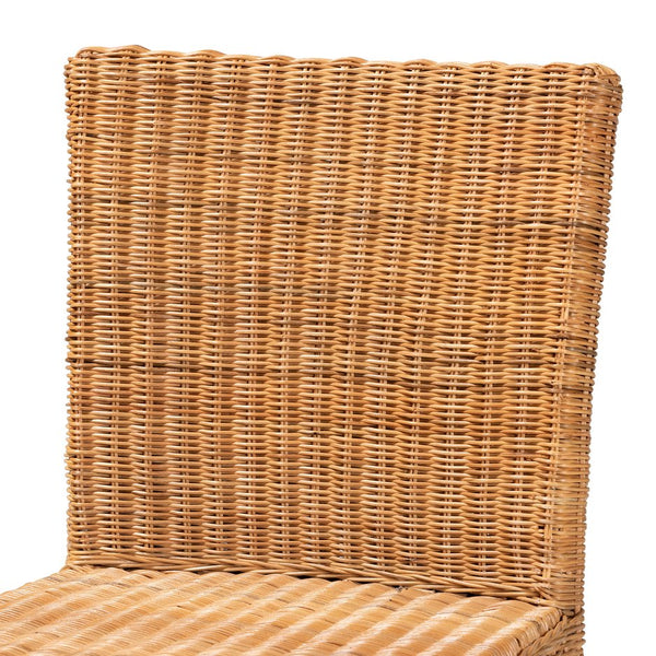English Elm Modern Woven Rattan Mahogany Wood Counter Stool Bohemian Kitchen Seating B2750P470072