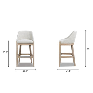 English Elm Jennifer Taylor Home - Newport 30.5" Coastal Curved Back Barstool Gray Upholstered Counter Height Rustic Poplar Finish Chic Comfort B2719P391775
