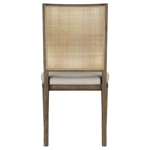 English Elm Jamie Mahogany Rectangular Dining Set with Rattan Chairs and Extension Leaf B062S01594
