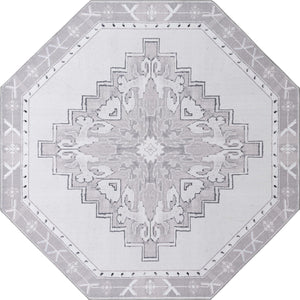 Unique Loom Timeless Thomas Machine Made Medallion Rug White Gray, Black/Ivory/Gray 7' 7" x 7' 7"