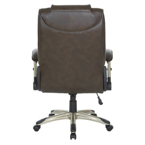 OSP Home Furnishings Exec Bonded Leather Office Chair with Lumbar Support and Ergonomic Padded Seating Espresso ECH52601-EC1