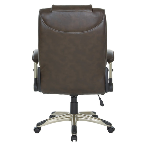 OSP Home Furnishings Exec Bonded Leather Office Chair with Lumbar Support and Ergonomic Padded Seating Espresso ECH52601-EC1