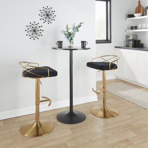 English Elm Adjustable Swivel Barstools Mid-century Modern Walnut and Cream Faux Leather Set of 2 Black B202S02170