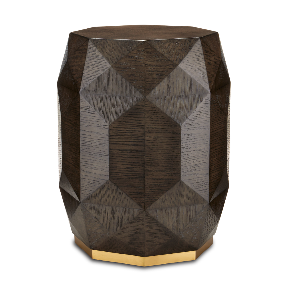 Kendall Dove Gray Accent Table – Elegant Octagonal Design with Polished Brass Base for Modern Spaces